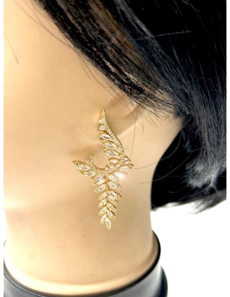PENDIENTES BODA DORADOS LARGOS SOFISTICADO Y FAVORECEDOR