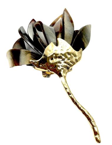 BROCHES MUJER BONITOS Y ELEGANTES CON FLOR MARRON