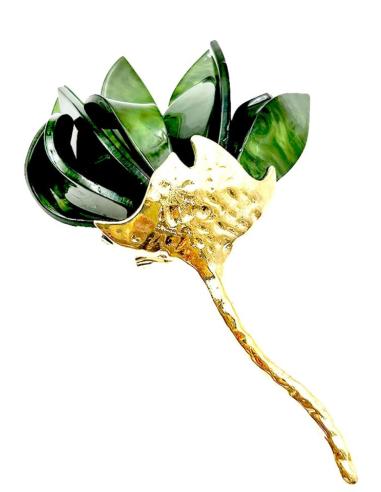 BROCHES MUJER BONITOS Y ELEGANTES CON FLOR VERDE