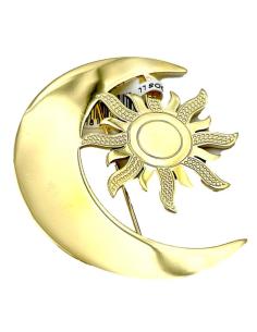 BROCHES MUJER DORADOS CON LUNA Y SOL DISEÑO ATEMPORAL Y VERSATIL