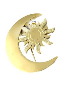 BROCHES MUJER DORADOS CON LUNA Y SOL DISEÑO ATEMPORAL Y VERSATIL 2