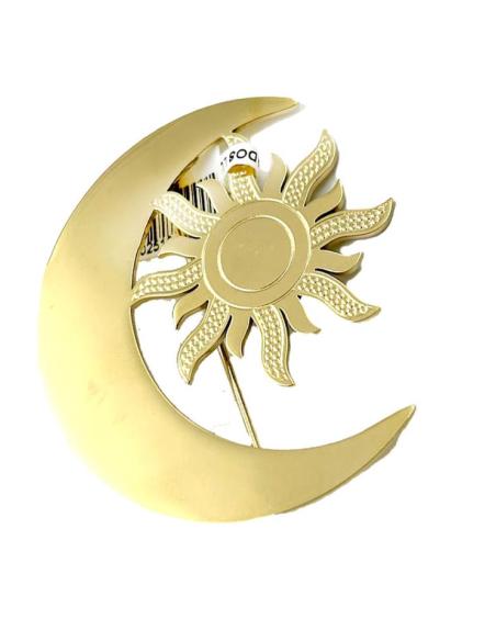 BROCHES MUJER DORADOS CON LUNA Y SOL DISEÑO ATEMPORAL Y VERSATIL