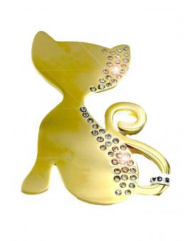 BROCHES MUJER DORADOS DE GATO CON DESTELLOS BRILLO 2