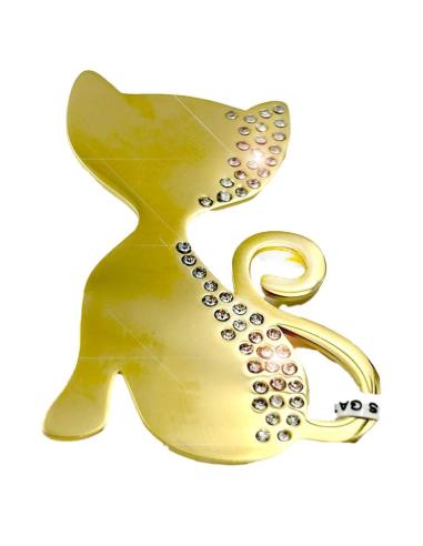 BROCHES MUJER DORADOS DE GATO CON DESTELLOS BRILLO