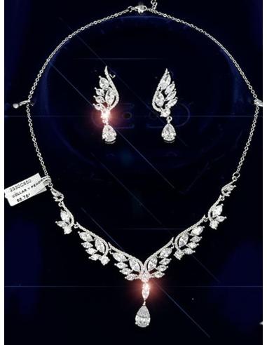 JOYAS NUPCIALES PENDIENTES Y COLLAR ESPECIAL ESCOTE CORAZON