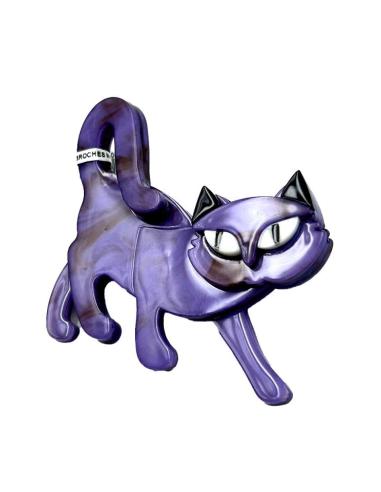 BROCHES ALEGRES DE GATO MORADO CON OJITOS SALTONES