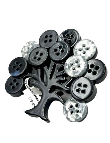 ORIGINALES BROCHES NEGROS DE ARBOL DE LA VIDA CON BOTONES