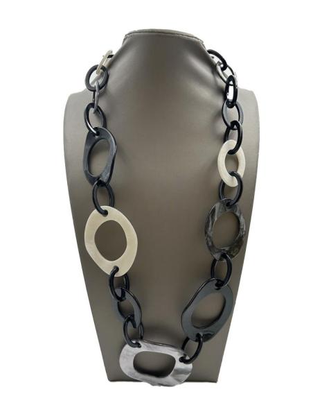 COLLARES NEGROS Y BLANCOS CON ESLABONES GRANDES IDEAL FONDO DE ARMARIO