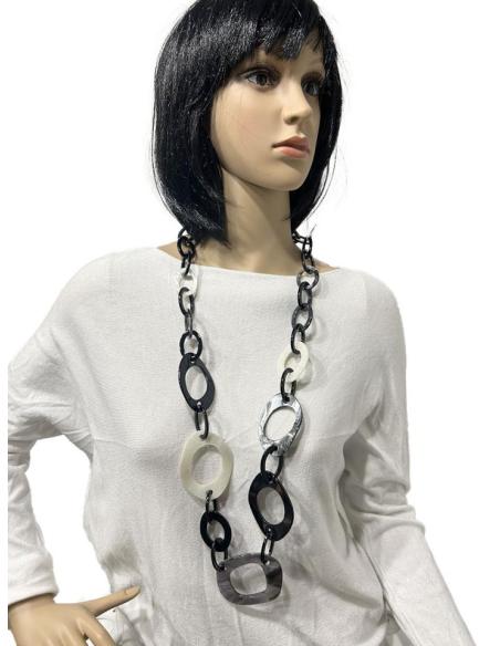 COLLARES NEGROS Y BLANCOS CON ESLABONES GRANDES IDEAL FONDO DE ARMARIO