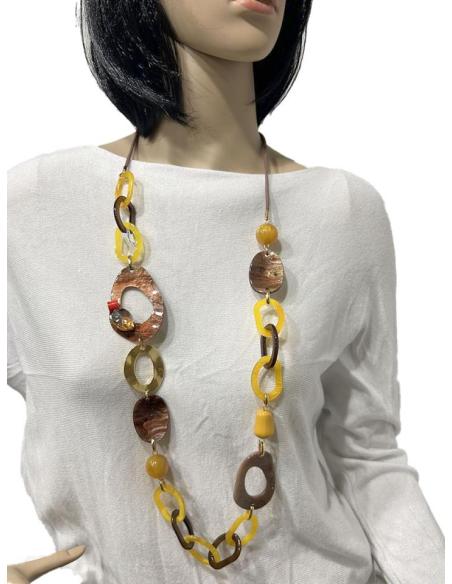 COLLARES MOSTAZA CON ESLABONES GRANDES FACIL DE CONJUNTAR