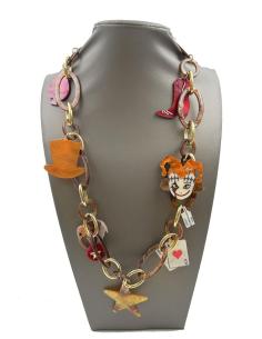 COLLARES MARRONES Y NARANJAS CON ARLEQUIN Y CARTAS PARA LOOK DE DIA
