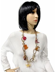 COLLARES MARRONES Y NARANJAS CON ARLEQUIN Y CARTAS PARA LOOK DE DIA 2