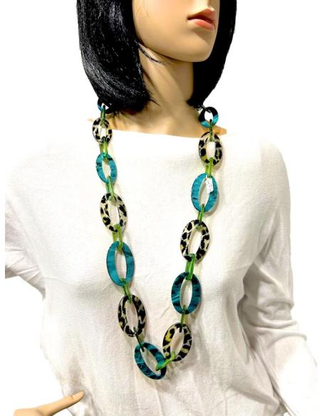 COLLARES ANIMAL PRINT CON IDEALES ESLABONES TONOS VERDES