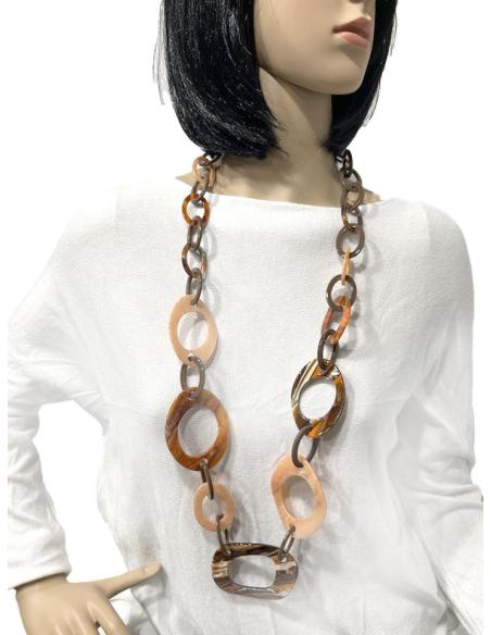 COLLARES NARANJAS CON ESLABONES GRANDES JUEGO DE FORMAS