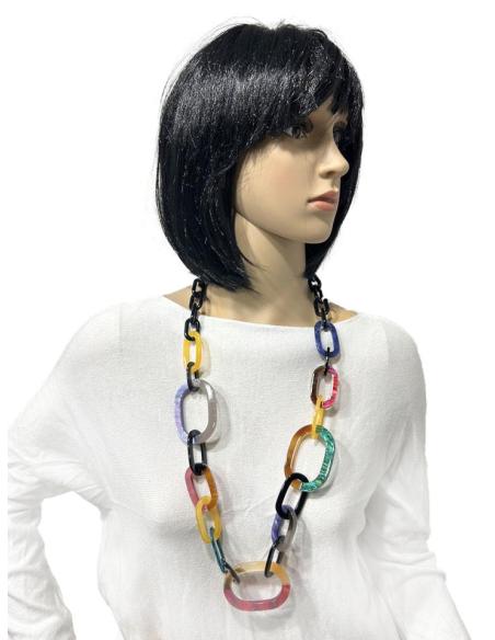 COLLARES BONITOS LARGOS DE ESLABON JUEGO DE COLOR Y DE FORMAS