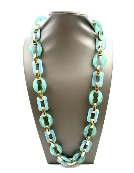 COLLARES LARGOS DE MUJER CON ESLABON CALABROTE AZULES TONO PASTEL