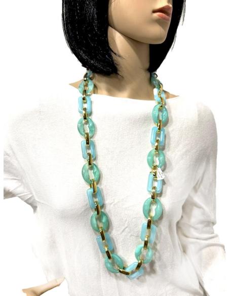 COLLARES LARGOS DE MUJER CON ESLABON CALABROTE AZULES TONO PASTEL