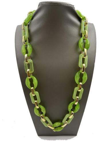COLLARES LARGOS DE MUJER CON ESLABON CALABROTE VERDES TONO PASTEL