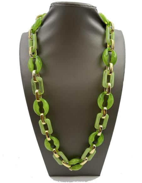 COLLARES LARGOS DE MUJER CON ESLABON CALABROTE VERDES TONO PASTEL