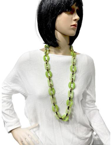 COLLARES LARGOS DE MUJER CON ESLABON CALABROTE VERDES TONO PASTEL