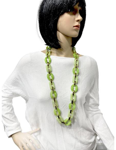 COLLARES LARGOS DE MUJER CON ESLABON CALABROTE VERDES TONO PASTEL