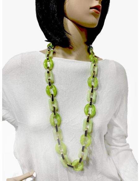 COLLARES LARGOS DE MUJER CON ESLABON CALABROTE VERDES TONO PASTEL