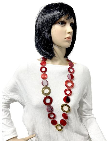 COLLARES DE BISUTERIA LARGOS EN TONOS ROJOS Y GRANATES