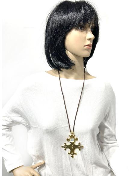 COLLARES CON CRUCES TUAREG DORADAS ESTILO TRIBAL UNISEX