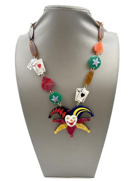 COLLARES DE COLORES CON ARLEQUIN Y AS DE CORAZON PARA UN LOOK UNICO