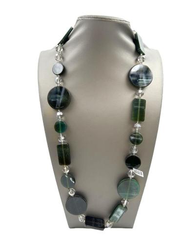 COLLARES VERDES LARGOS CON ORIGINAL DISEÑO DE FIGURAS GEOMETRICAS