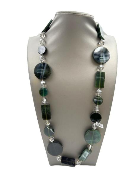COLLARES VERDES LARGOS CON ORIGINAL DISEÑO DE FIGURAS GEOMETRICAS