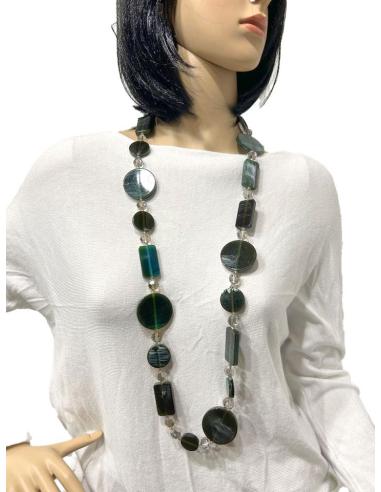 COLLARES VERDES LARGOS CON ORIGINAL DISEÑO DE FIGURAS GEOMETRICAS