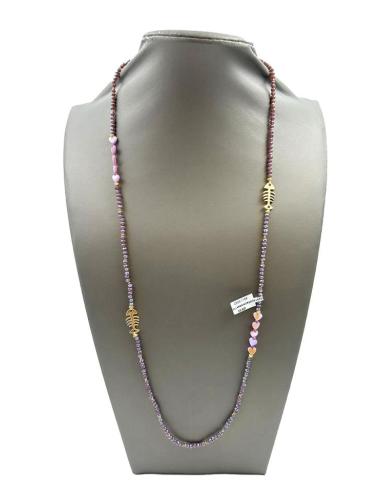 COLLARES MORADOS LARGOS FINITOS CON CORAZONES Y PECES