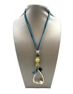 COLLARES VERDES Y COLGANTE DORADO PARA LLEVAR CORTO O LARGO