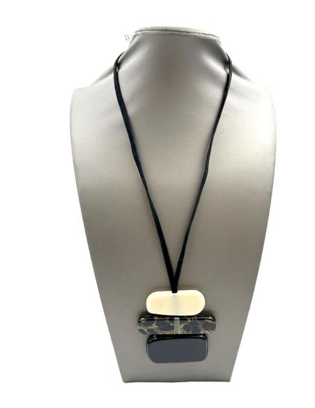 COLLARES MUJER ANIMAL PRINT Y NEGROS CON BONITO COLGANTE