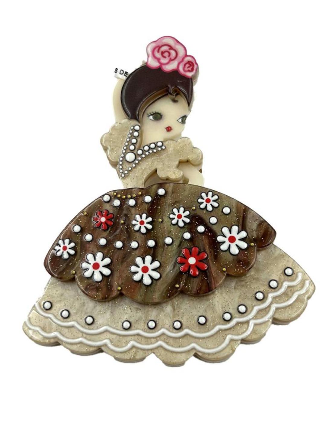 Ancienne broche en bronze Signé Yvonne Tindas