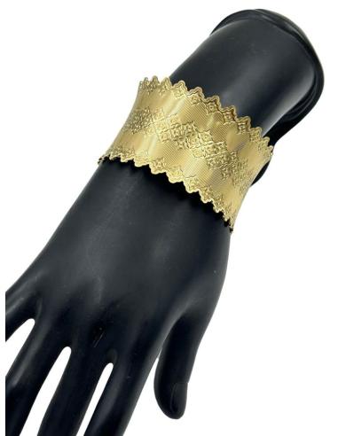 PULSERAS ANCHAS DORADAS BRAZALETE AJUSTABLE CON GRABADO