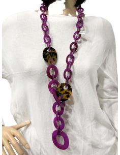 COLLARES MORADOS DE MODA LARGOS CON DETALLE ANIMAL PRINT 2