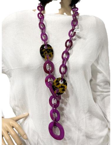 COLLARES MORADOS DE MODA LARGOS CON DETALLE ANIMAL PRINT