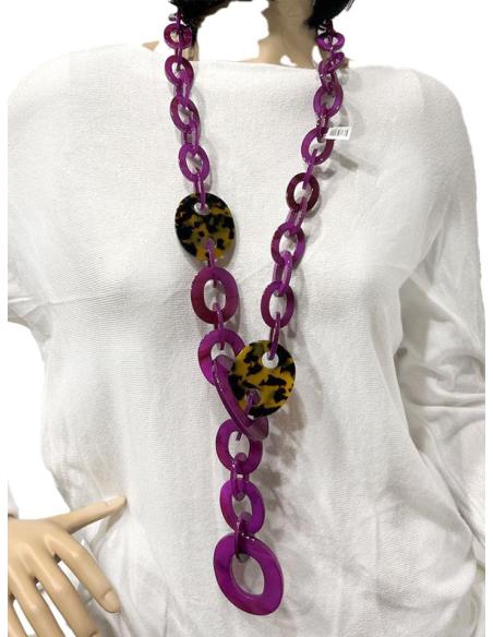 COLLARES MORADOS DE MODA LARGOS CON DETALLE ANIMAL PRINT