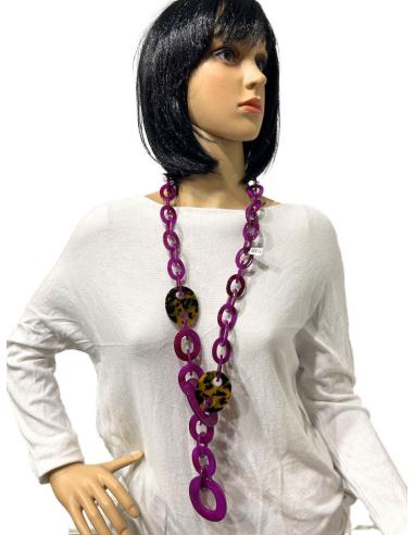 COLLARES MORADOS DE MODA LARGOS CON DETALLE ANIMAL PRINT