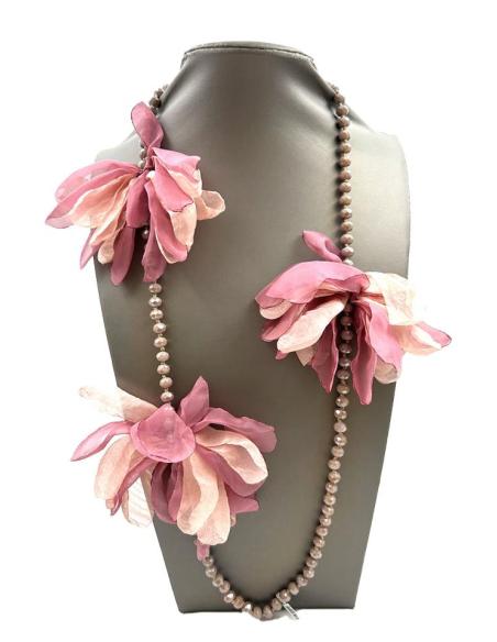 COLLARES ROSAS MUY BONITOS PARA LLEVAR LARGO O CORTO