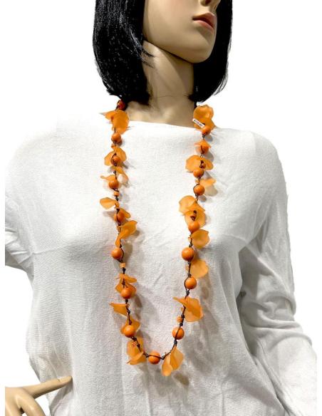COLLARES NARANJAS LARGOS MUY ORIGINALES PARA UN LOOK VISTOSO