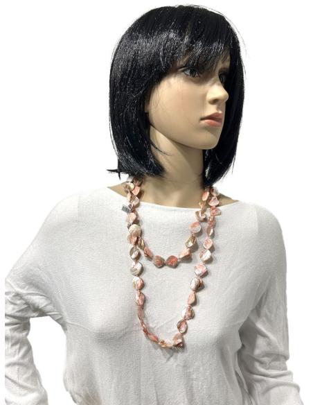 COLLARES CORAL DE NACAR PARA LLEVAR LARGO O CON DOBLE VUELTA