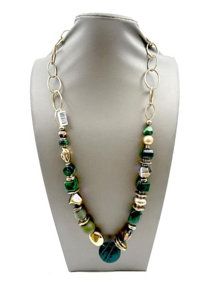 COLLARES MUJER VERDES Y DORADOS PARA ADORNAR PRENDAS