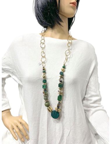 COLLARES MUJER VERDES Y DORADOS PARA ADORNAR PRENDAS