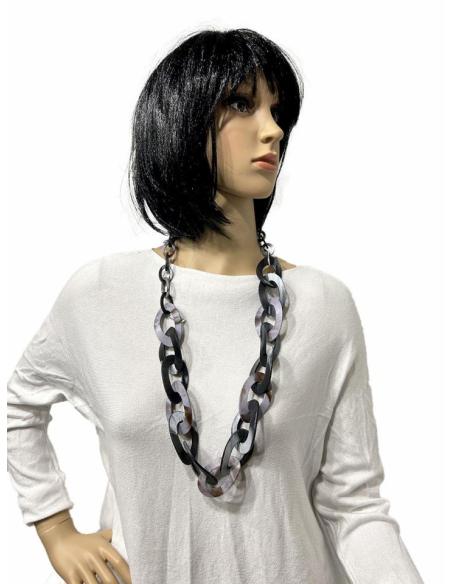 COLLARES MUJER NEGROS Y GRISES DE ELSABON GRANDE DE MODA