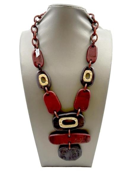 COLLARES ORIGINALES GRANATES DE ESTILO TRIBAL IMITACION MADERA