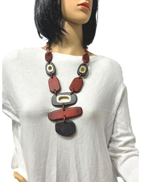 COLLARES ORIGINALES GRANATES DE ESTILO TRIBAL IMITACION MADERA