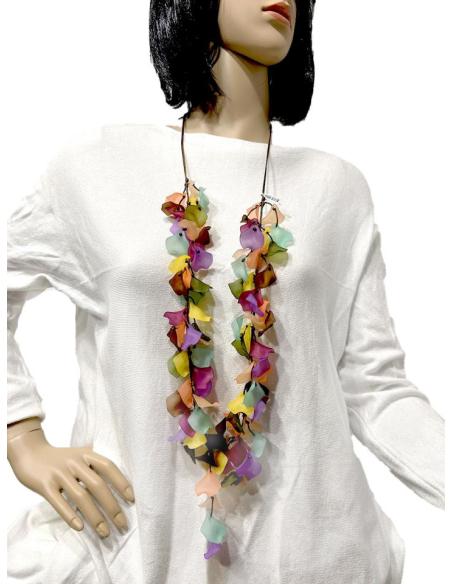 COLLARES LARGOS ORIGINALES CON PETALOS MULTICOLOR QUE ADEMAS NO PESA